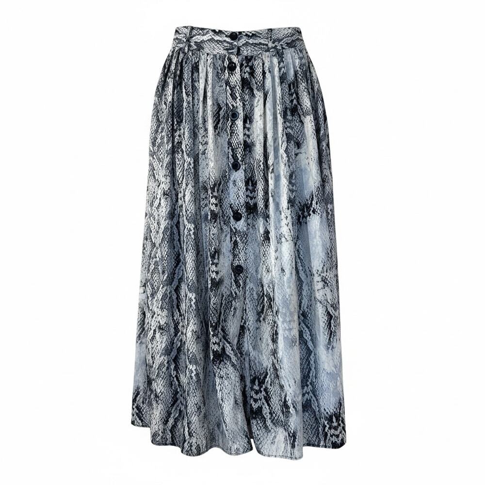 Zara Basic Snake Print Maxi Skirt Size S Button Front Animal Print